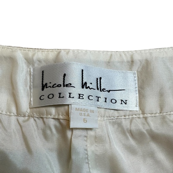NICOLE MILLER COLLECTION Y2K Gold Metallic Jacquard Cropped Ankle Clasp Trouser - Picture 5 of 8